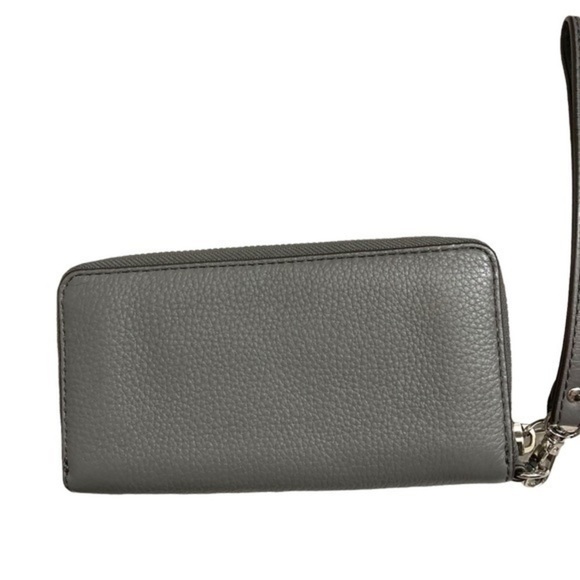 Michael Kors gray leather wristlet wallet clutch